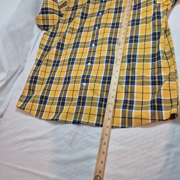 Roundtree & Yorke Gold Label Men's Shirt Size S Short Sleeve Yellow Plaid (56) - Picture 6 of 10